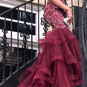 Burgundy Custom Made Prom Dress. Size 4